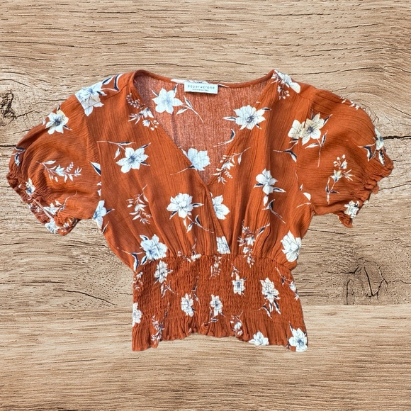 Paper Crane Tops - Paper Crane Rust Floral Blouse